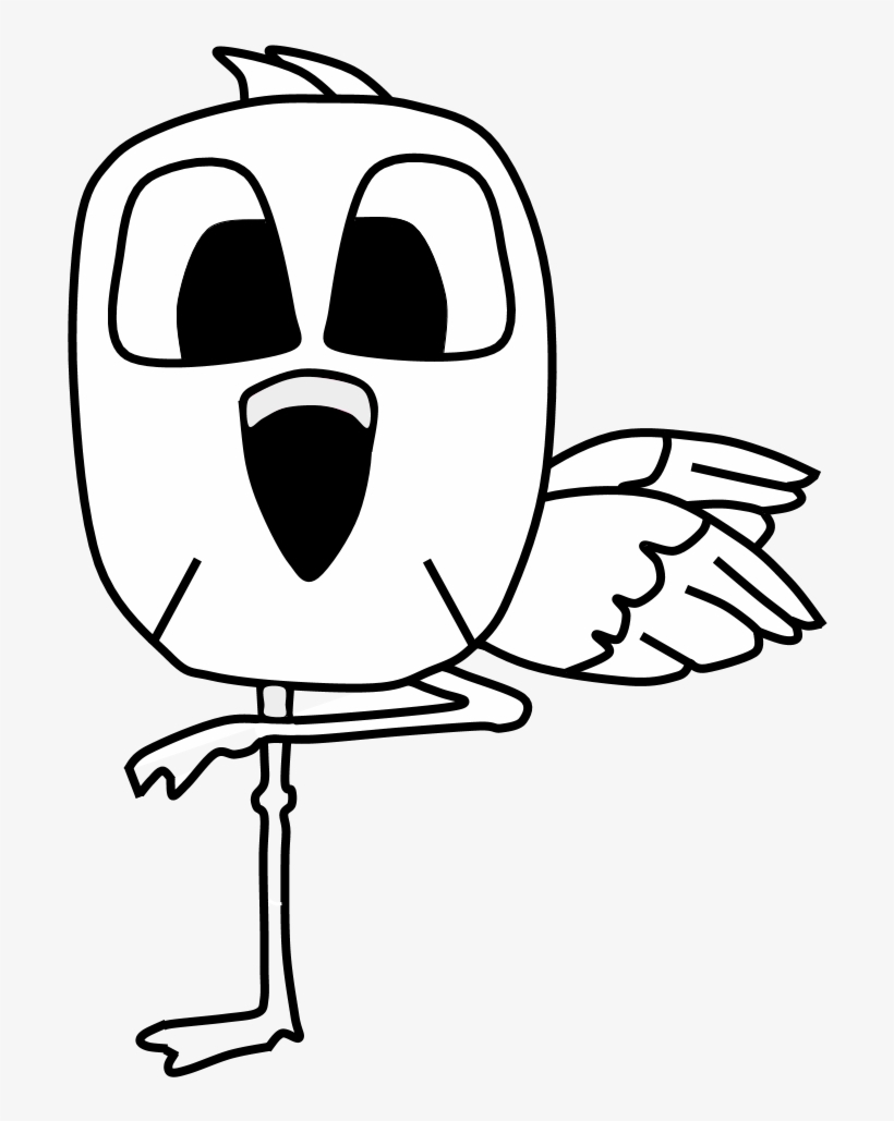 Flamingo, Big Eyes, Black And White, Cartoon Animal, - Owl, transparent png #9265195