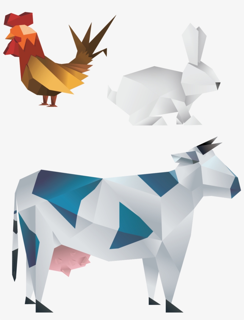 Picture Black And White Stock Dairy Cattle Cows Bunny - Geometric Farm Animal Icons, transparent png #9267145