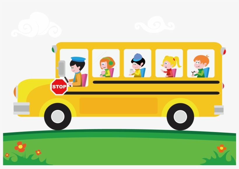 School Bus Stop Clipart - School Bus Vector, transparent png #9267319