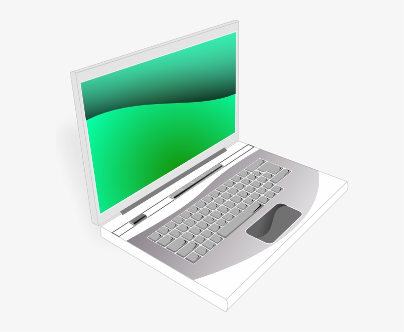 Laptop White Green Image - Laptop Cartoon Picture Png, transparent png #9268473