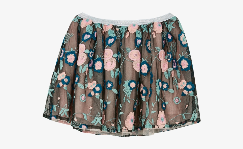 Black Floral Skirt - Miniskirt, transparent png #9269522