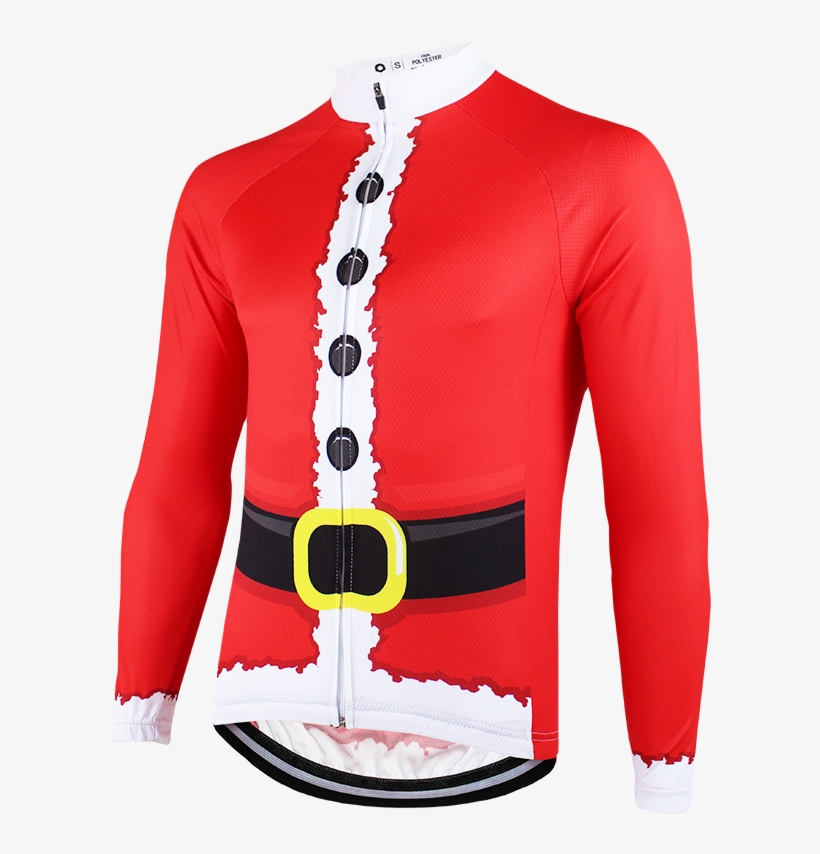 Santa Suit Long Sleeve Christmas Cycling Jersey Online - Bicycle Jerseys, transparent png #9269526
