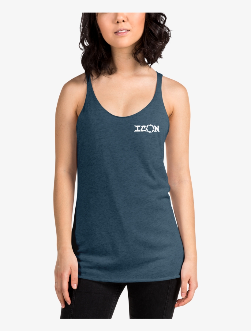 Icon Final Copy White Mockup Front Womens 2 Indigo - Shirt, transparent png #9269819