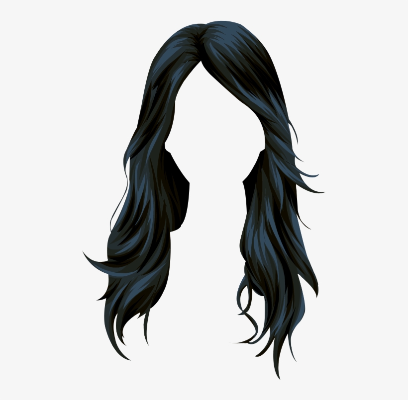 Wig Stardoll Long Hair Vector Black Clipart - Long Hair Vector Png, transparent png #9270011