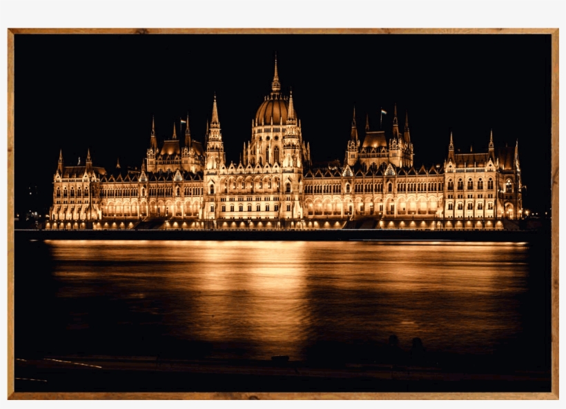 Quadro Decorativo Grande Com Moldura Rústica Parlamento - Hungarian Parliament Building, transparent png #9270216