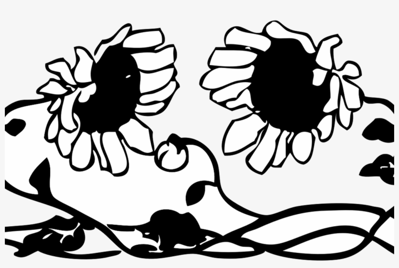 Sunflower Black And White Sunflower Border Clipart - Sunflower Border Clipart Black And White, transparent png #9272050