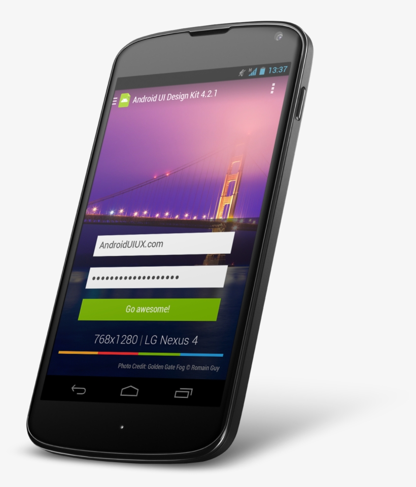 Android Ui Design Kit For Photoshop - Android Phone Tilted, transparent png #9272299