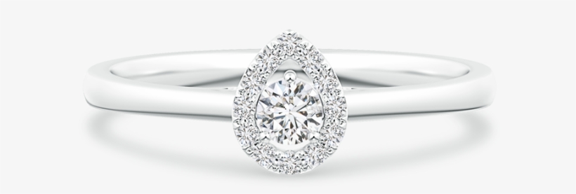 Pear-framed Floating Round Lab Grown Diamond Halo Ring - Pre-engagement Ring, transparent png #9272692