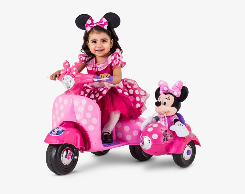 Disney Minnie Mouse Happy Helpers Scooter With Side-car - Minnie Mouse Helper Scooter, transparent png #9273482
