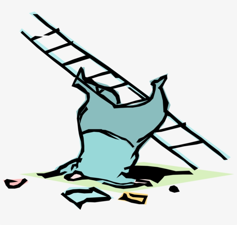 Vector Illustration Of Businessman Jumps Off Ladder - Person Falling Off Ladder, transparent png #9276091
