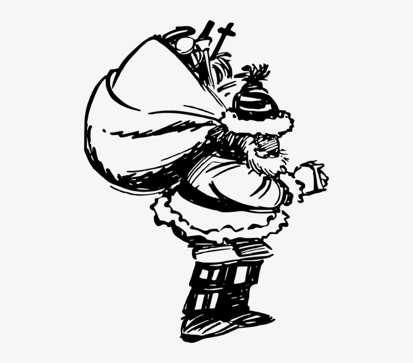 Free Photo Bag Christmas Comic Characters Presents - Santa Sketch Png, transparent png #9279465
