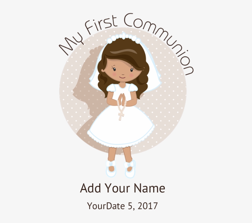 First Communion Brown Hair T-shirt - Cartoon, transparent png #9280716