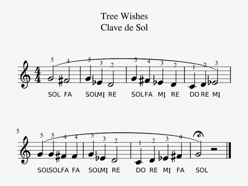 Tree Wishes Clave De Sol Sheet Music For Piano Download - Sheet Music, transparent png #9285694
