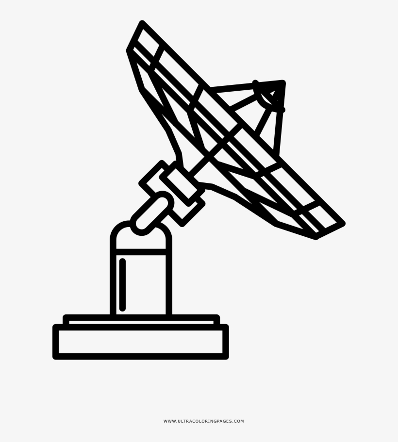 Satellite Dish Coloring Page - Line Art, transparent png #9287276
