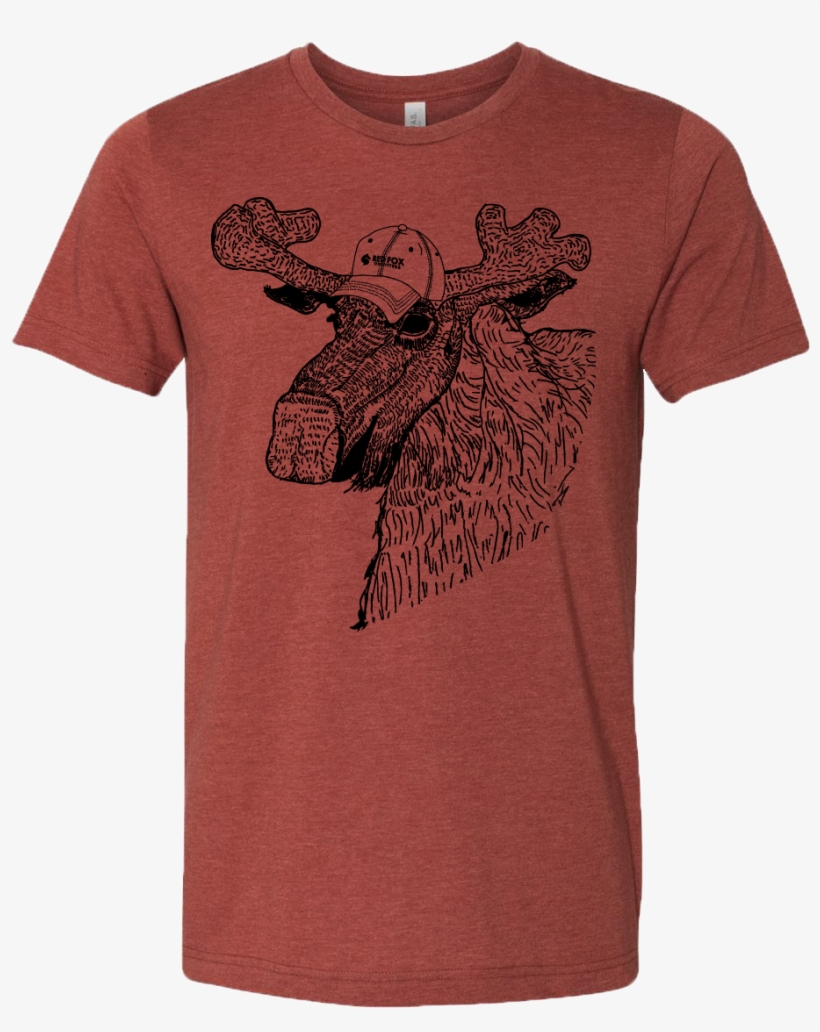 Red Fox Moose With Hat Shirt - T-shirt, transparent png #9287409