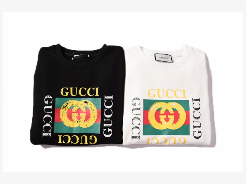 Gucci/ Gucci Vintage Two-g Logo Print Hoodie - Label, transparent png #9288910