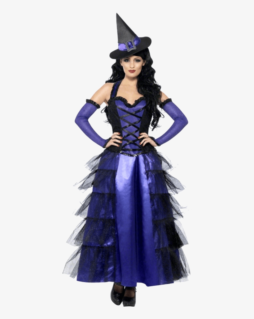 Black & Purple Glamorous Witch Costume - Witch Dress, transparent png #9290768