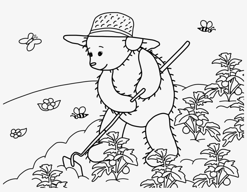 Color Bluebear Hoeing His Garden - Cartoon, transparent png #9292043
