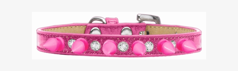 Crystal And Bright Pink Spikes Dog Collar Pink Ice - Buckle, transparent png #9295626