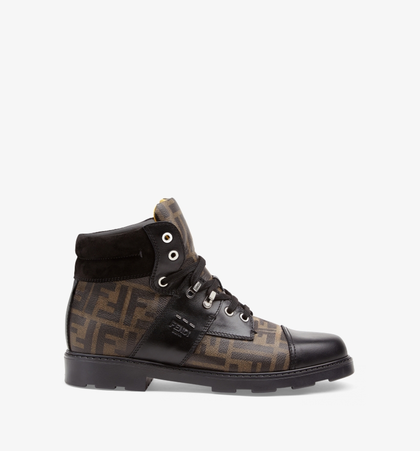 Brown Hiking Boot Tobacco And Black Ff Fabric And Calfskin - Sneakers, transparent png #9298267