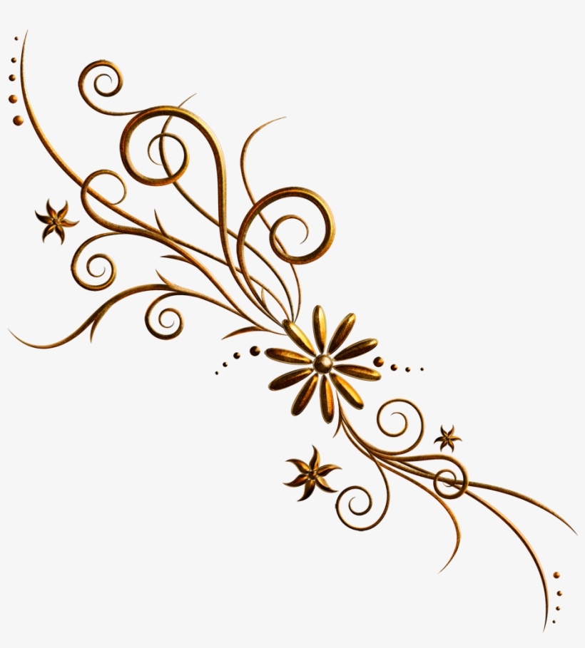 Floral Ornaments Png - Golden Flower Vector Png, transparent png #930586