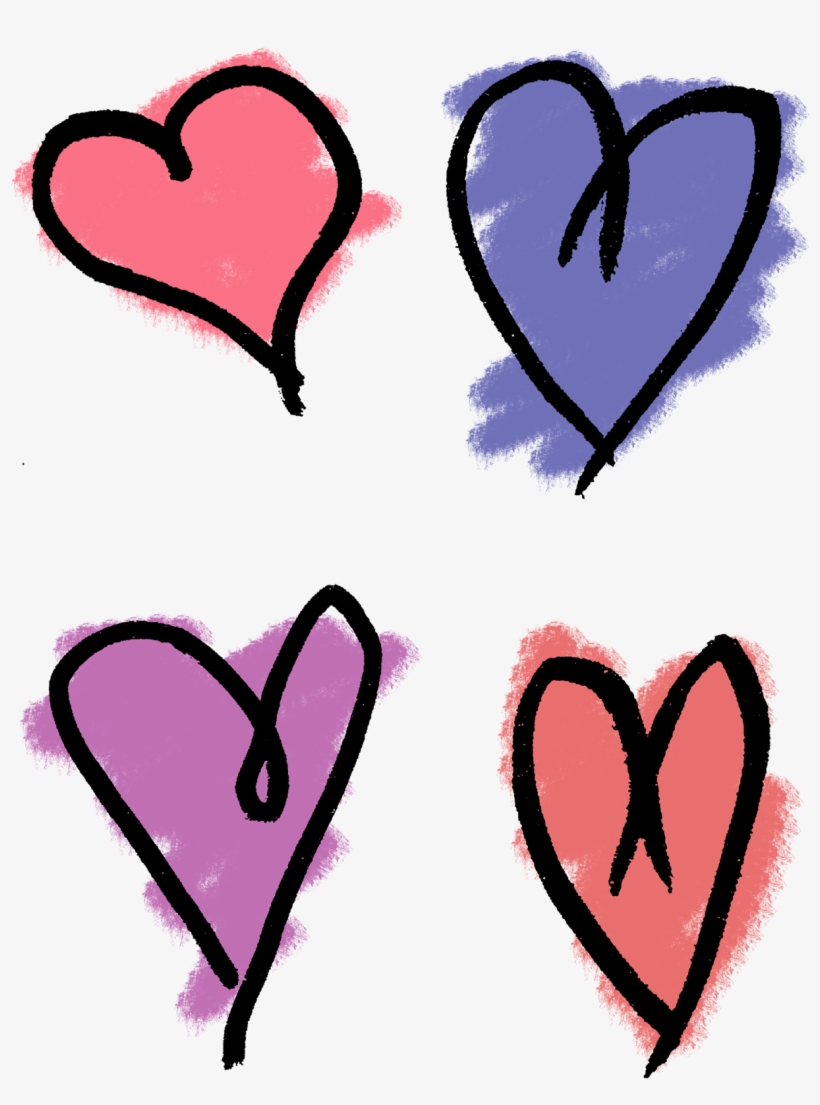 Heart Drawing Clip Art - Hand Drawn Hearts Png, transparent png #931940