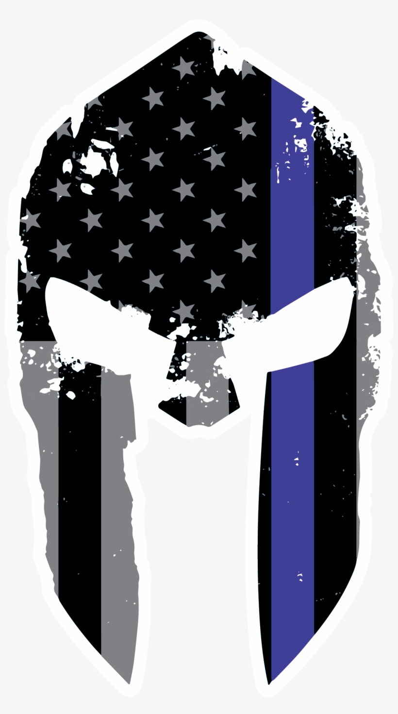 Tattered Spartan Helmet Us Flag Police Support Subdued - Green Line Us Flag, transparent png #932836