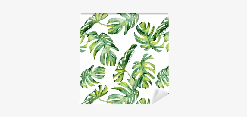 Seamless Watercolor Illustration Of Tropical Leaves, - Watercolour Tropical Leaf Vector Free, transparent png #933431