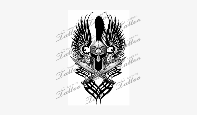 Tribal Spartan Helmet Tattoo, transparent png #933721