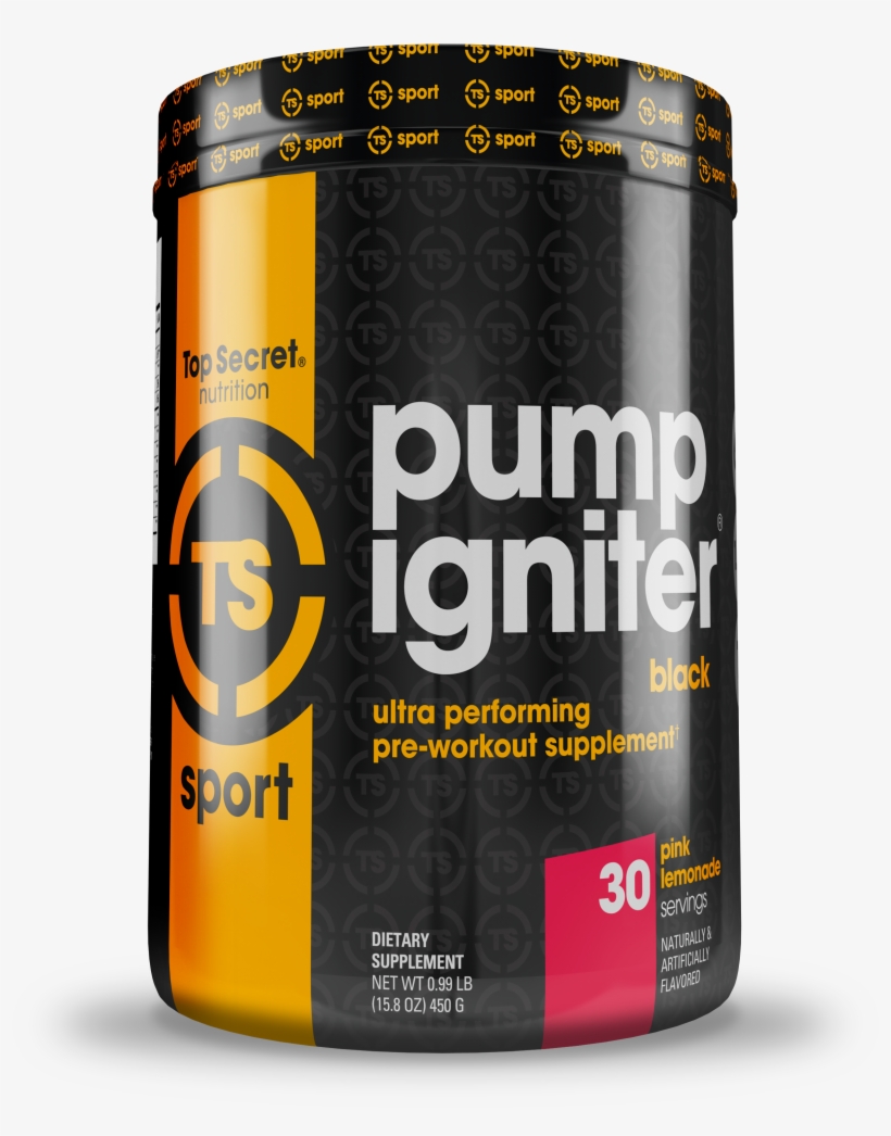 Top Secret Nutrition Pump Igniter Pre Workout Powder, - Top Secret Nutrition - Pump Igniter Black Ultra Performing, transparent png #935095