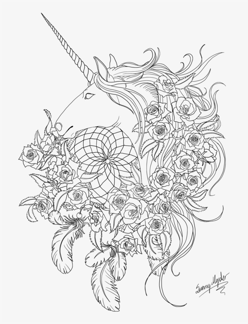 Free Unicorn Dreamcatcher Lineart By Sunima On Deviantart - Unicorn Dreamcatcher Png, transparent png #936397