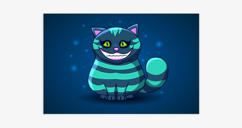 Alice In Wonderland's Cheshire Cat Poster - Alice And Wonderland Cat Vector, transparent png #938595