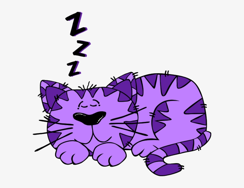 Cheshire Cat Clipart Purple - Sleeping Cat Cartoon Character, transparent png #939123
