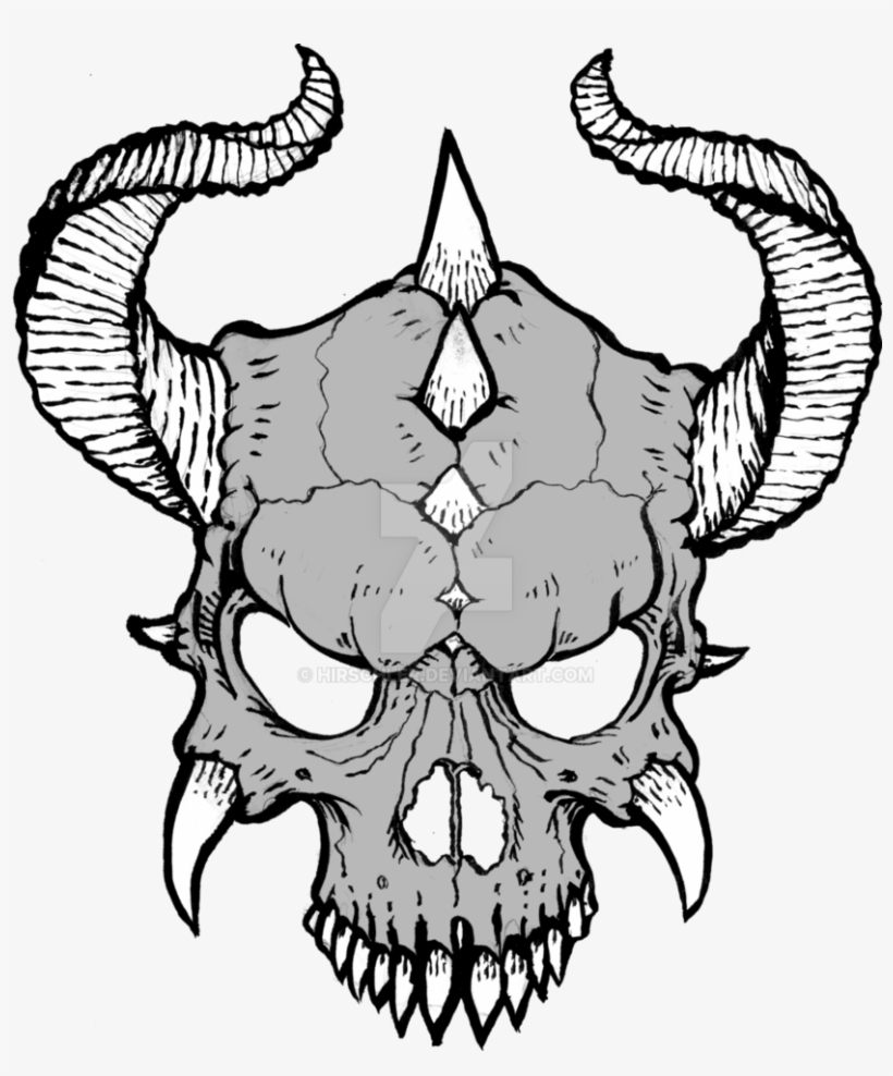Skull With Horns Drawing At Getdrawings - Cool Skulls To Draw, transparent png #939850
