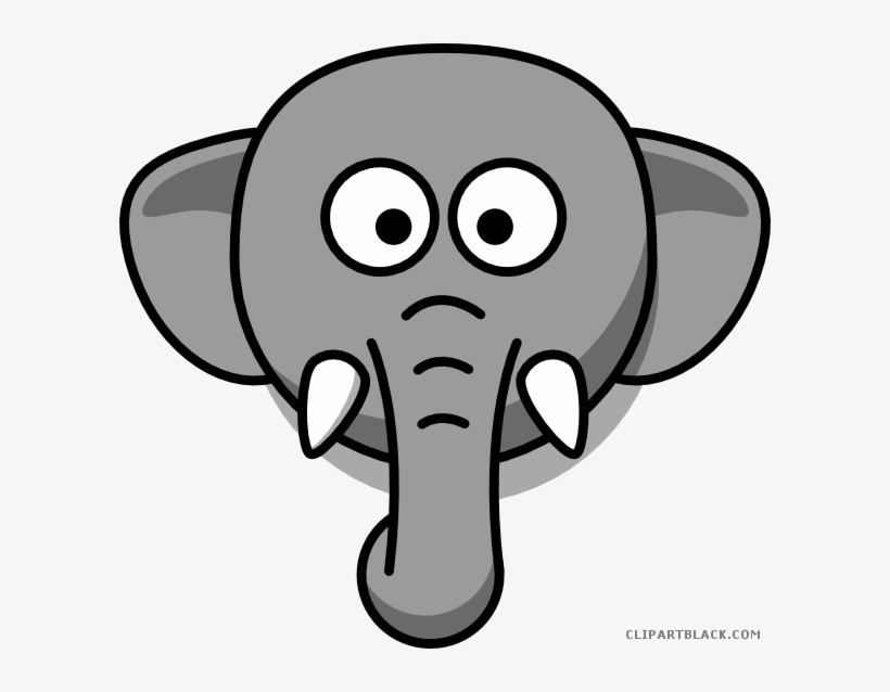 Elephant Head Animal Free Black White Clipart Images - Elephant Face Clip Art, transparent png #9300644