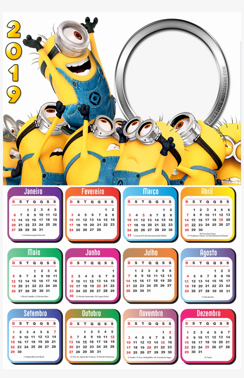 Calendário 2019 Os Minions - Calendario Infantil 2019, transparent png #9303926