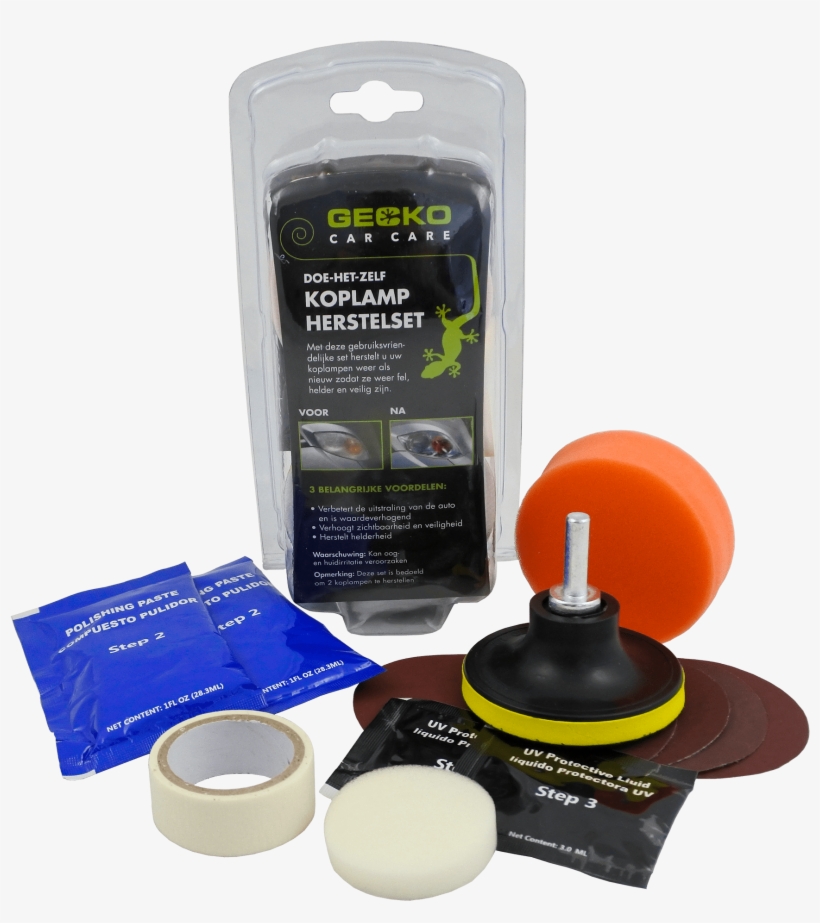 Diy Headlight Restoration Kit - Gecko Koplamp Herstel Kit, transparent png #9306593