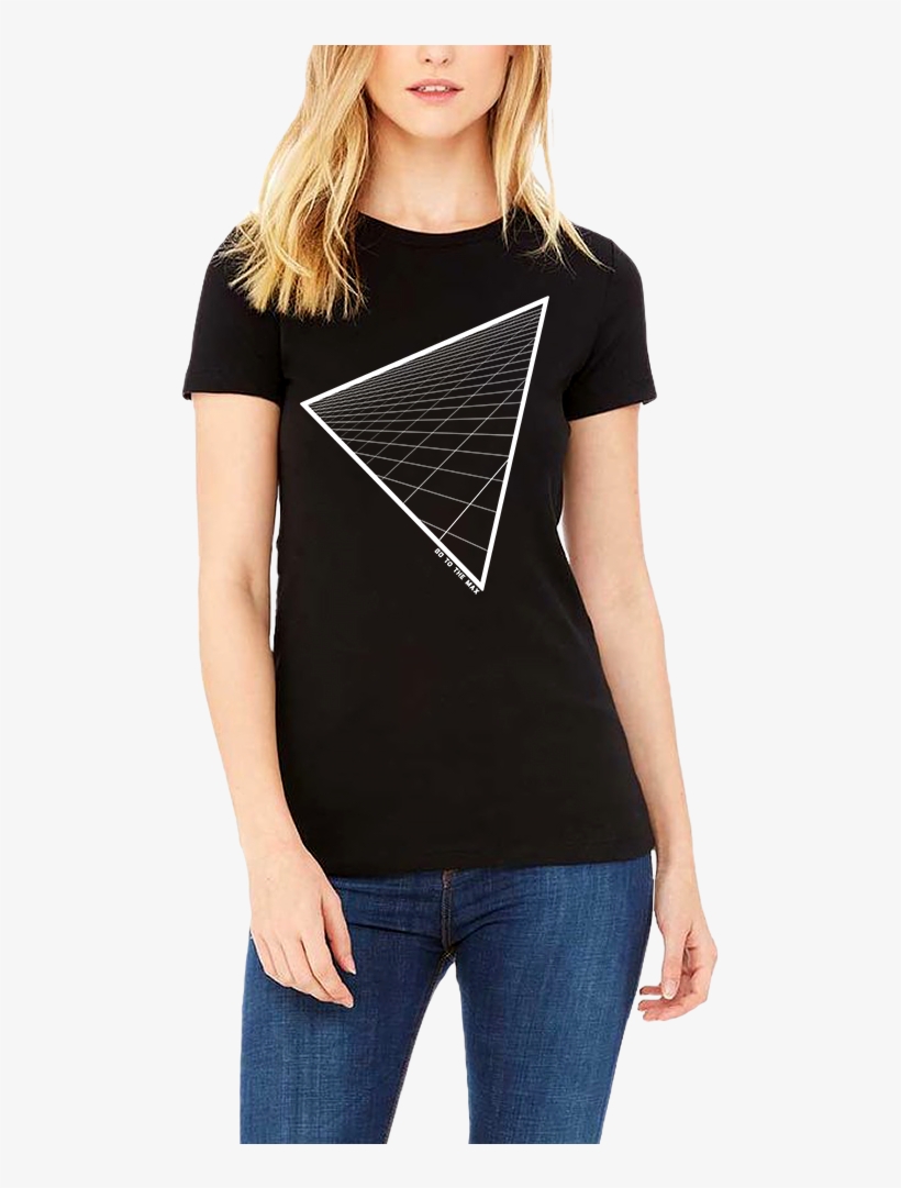 Triangle Grid T-shirt - Black Blank Womens Tshirt, transparent png #9307686