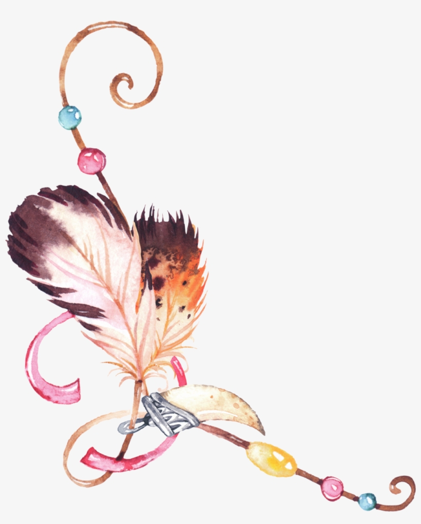 Fearher Corner Frame Border Filigree Swirls Decoration - Dream Catcher Clipart Png, transparent png #9307963