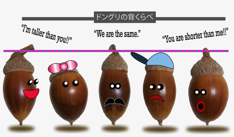 Little Acorns Are Measuring Who Is Taller - Cartoon, transparent png #9308006
