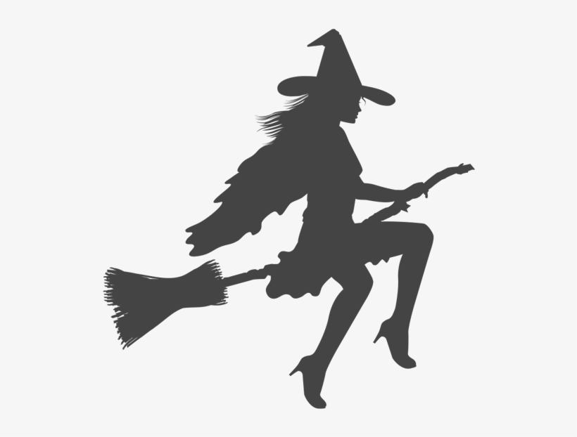 Witch On Broom Wall Decal - Witch Halloween T Shirt, transparent png #9308319