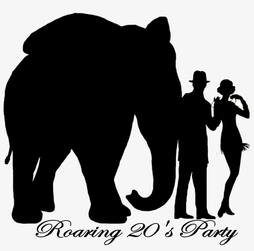 Roaring 20s Invite Silouette Logo Right W-text - Indian Elephant, transparent png #9310625