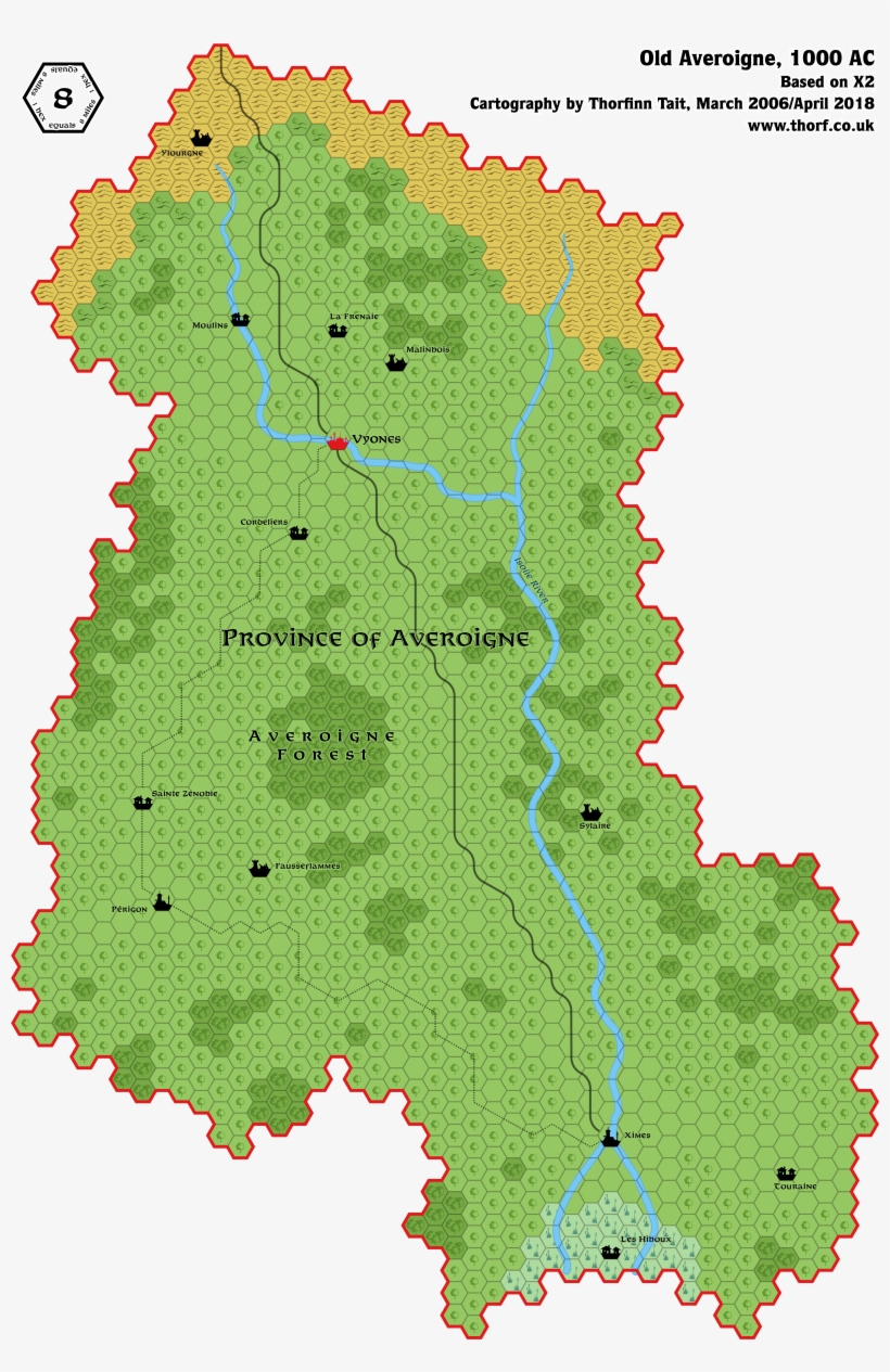Updated Map Of Old Averoigne, 8 Miles Per Hex - Averoigne Map, transparent png #9315016