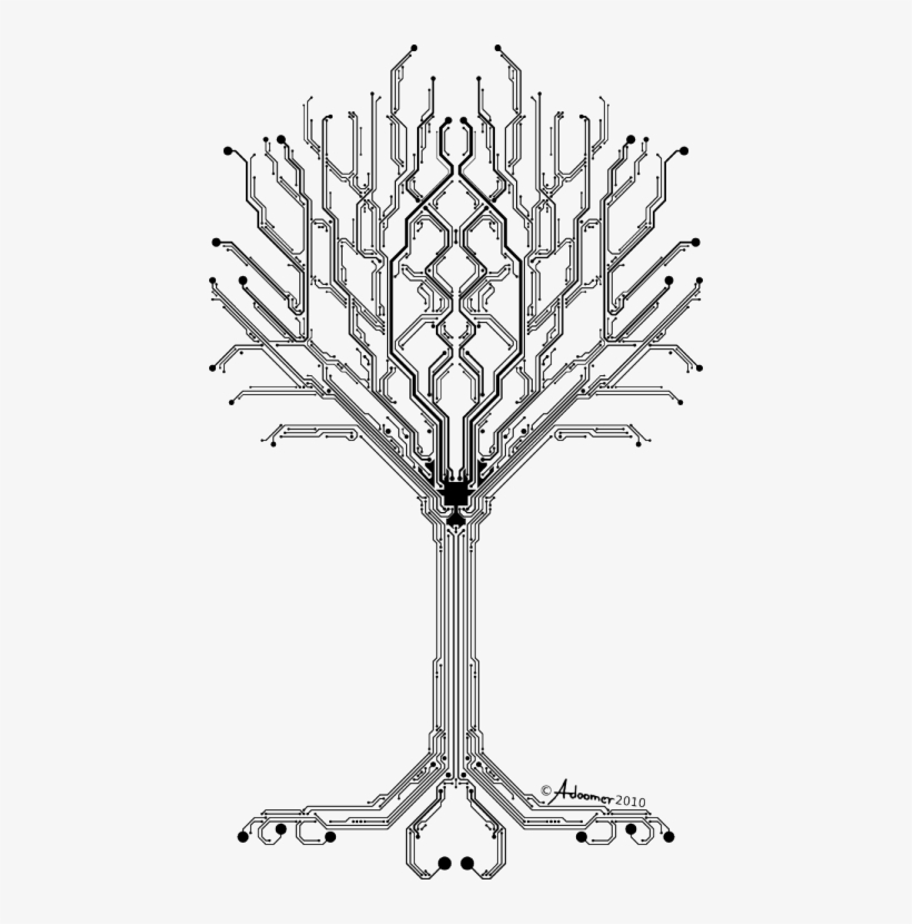 Cypulchre Of Digital Lifeby Adoomer Tatoo Art - Digital Tree Tattoo, transparent png #9315370