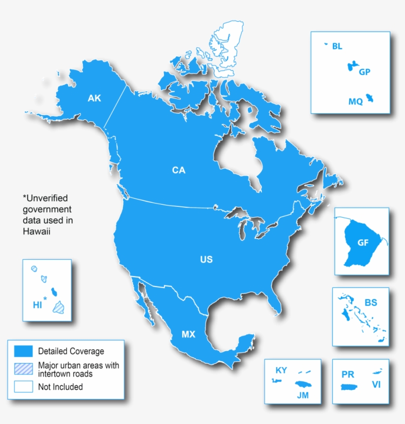 Garmin North America Maps Coverage 1 Middle East Map - Map Of North America, transparent png #9315622