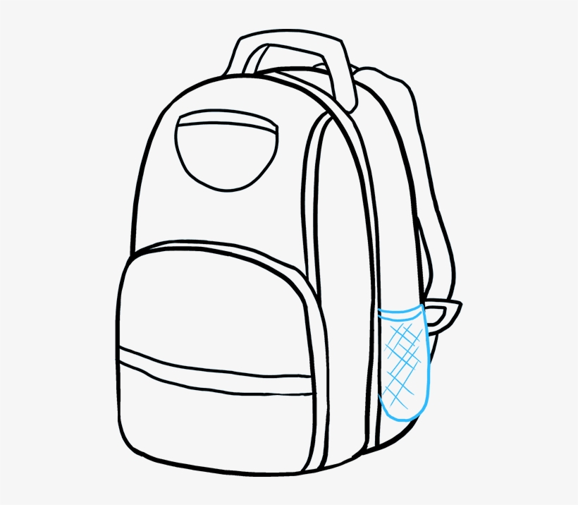 How To Draw Backpack - Side Of A Backpack Drawing, transparent png #9318627