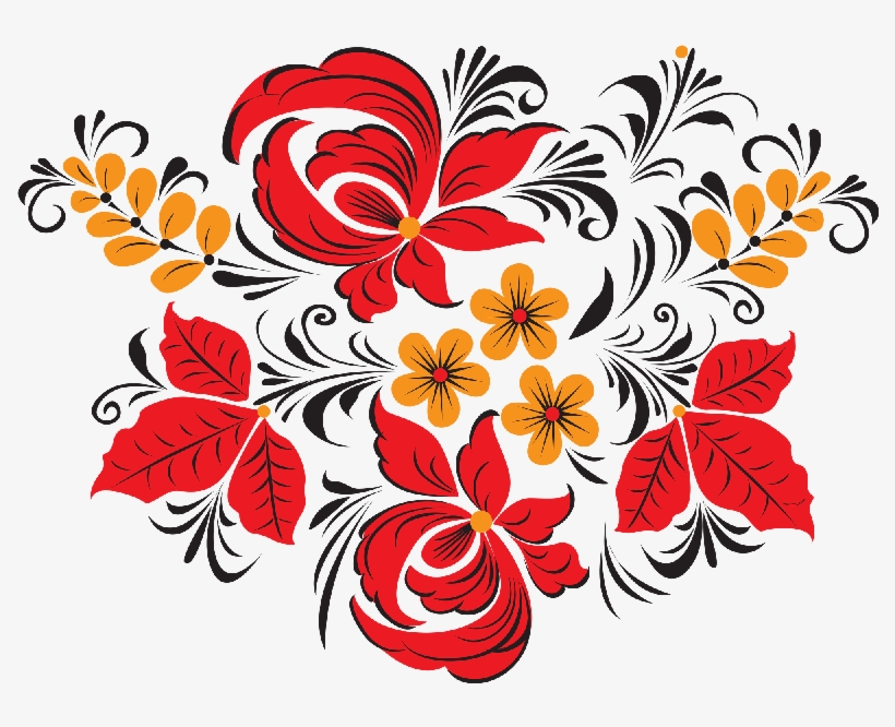 Folk Art, Applique Patterns, Flower Art, Hand Painted, - Russian Flower Png, transparent png #9321612