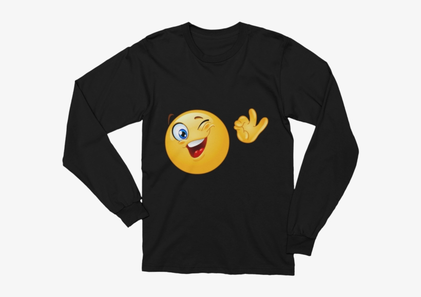 Unisex Cute Winking Emoji Long Sleeve T-shirt - Skater Long Sleeve Shirts, transparent png #9321957
