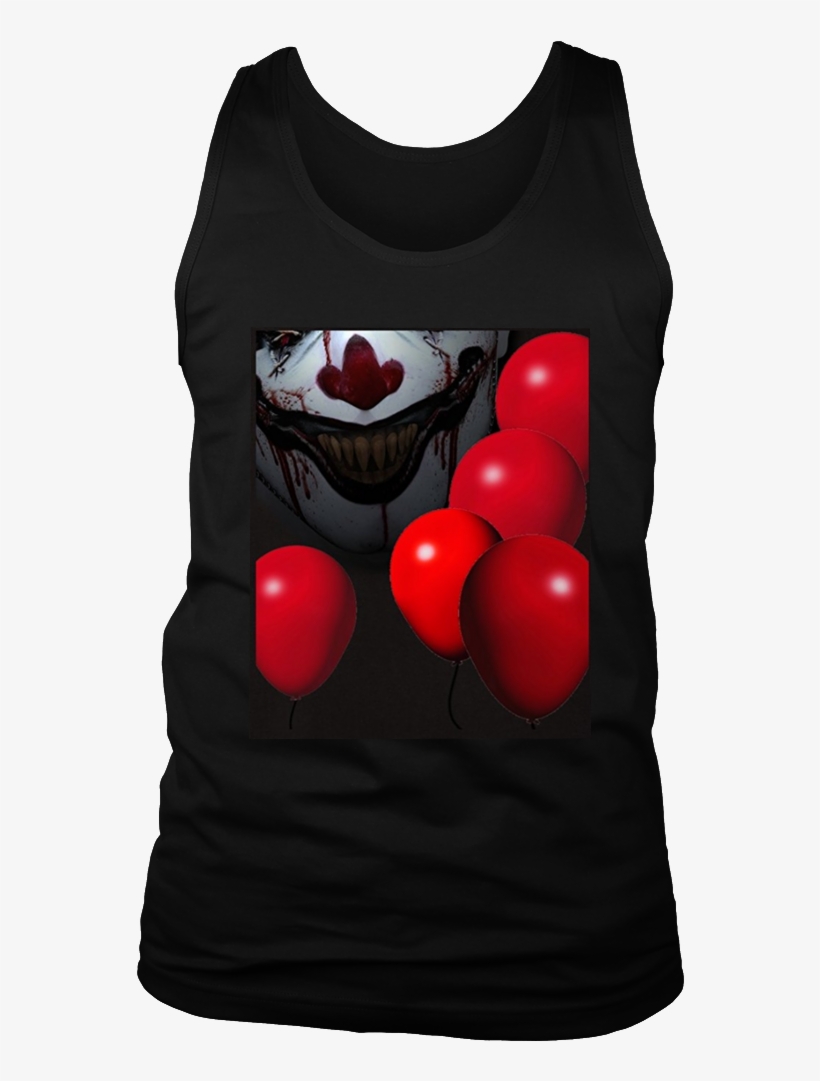 Creepy Scary Clown Red Balloon Halloween Costume T - T-shirt, transparent png #9322616