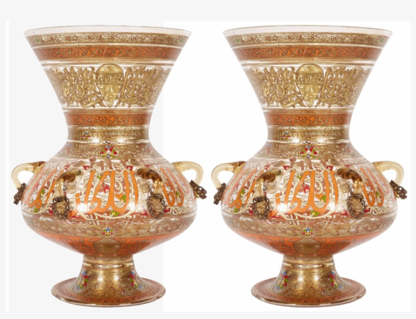 Pair Of French Enamelled Mamluk Revival Glass Mosque - Mosque Lamp, transparent png #9323948